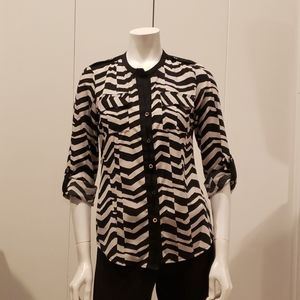 Zebra print roll up blouse